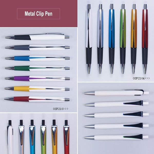 

pcs/lot promotional pen 1.0 mm ball refill metal clip sample ballpoint pens, Blue;orange