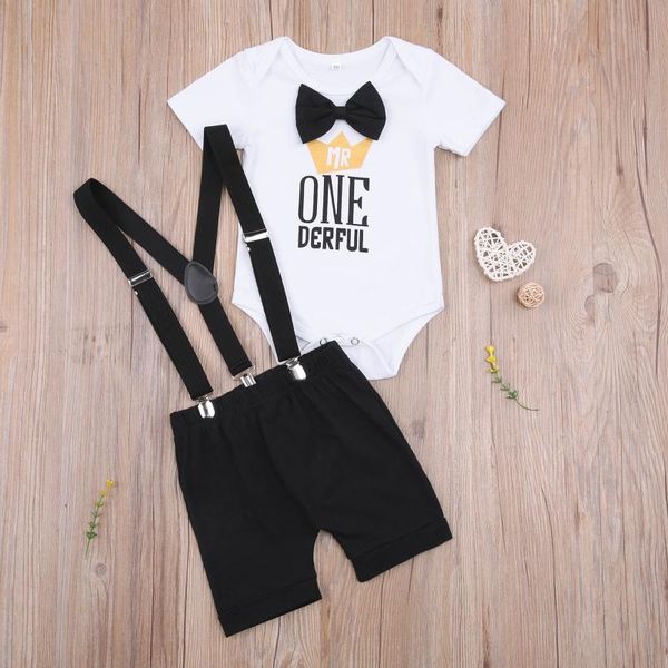 

clothing sets born infant clothes set letter short sleeve romper and overalls shorts baby boys 2pcs 2021, White