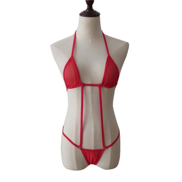 

bikini 2021 solid color hanging neck cutout string exposed girl spa swimwear women one piece swimsuit biquini bikinis one-piece suits