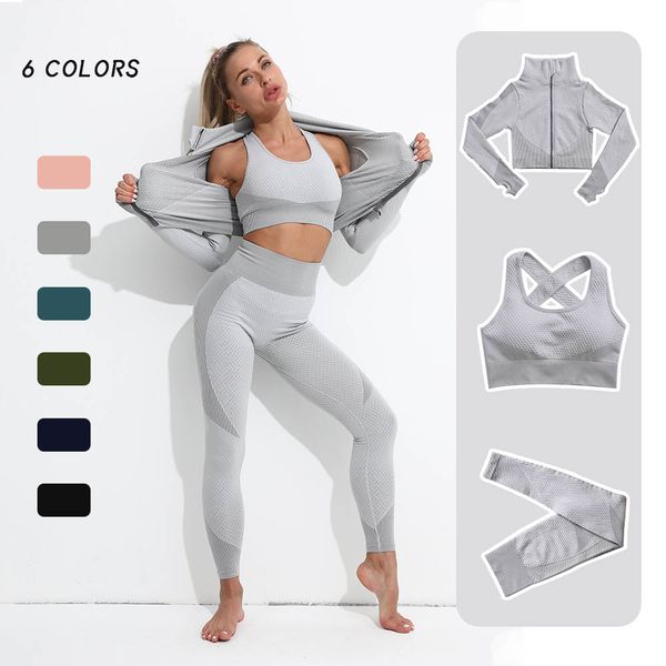 

seamless gym clothing yoga set women fitness clothing female long sleeve sport set women running clothes sports bra suitb, White;black