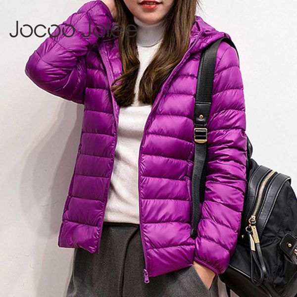 

ultra-light plus size thin down jacket women autumn winter slim short hooded warm white duck down coat women's outerwear 210619, Black