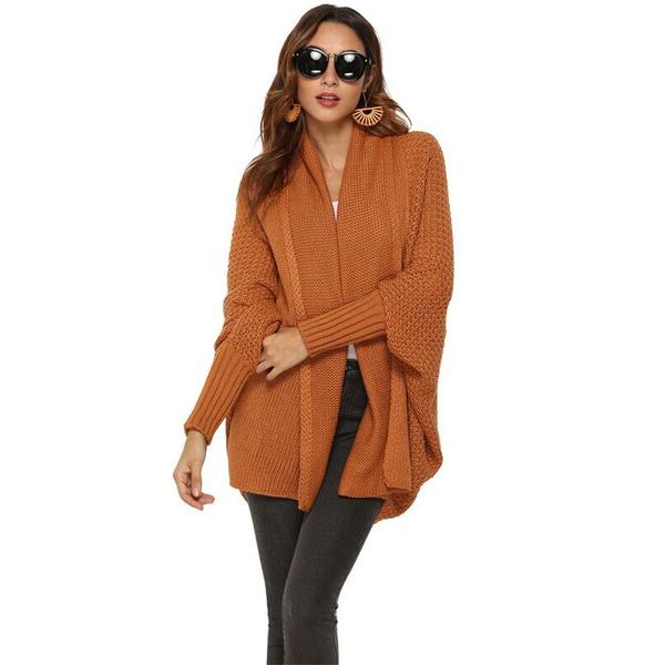 

women's knits & tees autumn/winter open stitch knitted sweaters coat women batwing long sleeve elegant casual plus size office streetwe, White