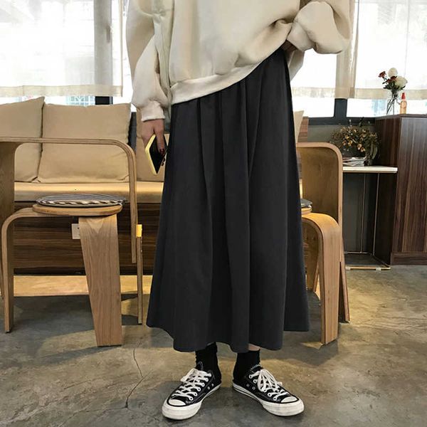 

skirts autumn korean style chic retro mid-length high waist long skirt women cqmp, Black