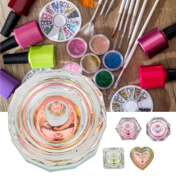 

manicure set 2pcs nail art acrylic liquid crystal cup container decoration storage glass kit1