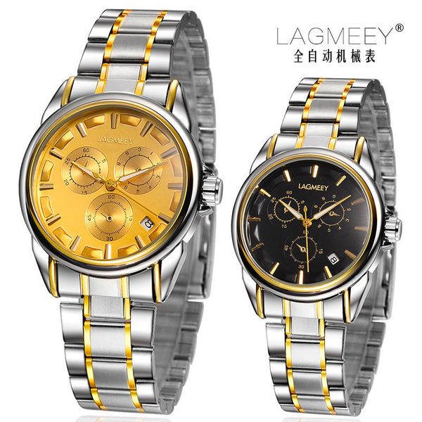 

langmee automatic mechanical men's watch, Slivery;brown