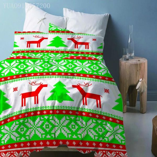

bedding sets christmas gift 3pcs/set cartoon elk geometric pattern printed duvet cover set for bed 3d twin full  king size