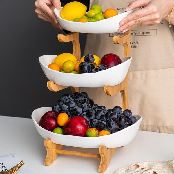 

dishes & plates living room home three-layer plastic fruit plate snack creative modern dried basket dish candy