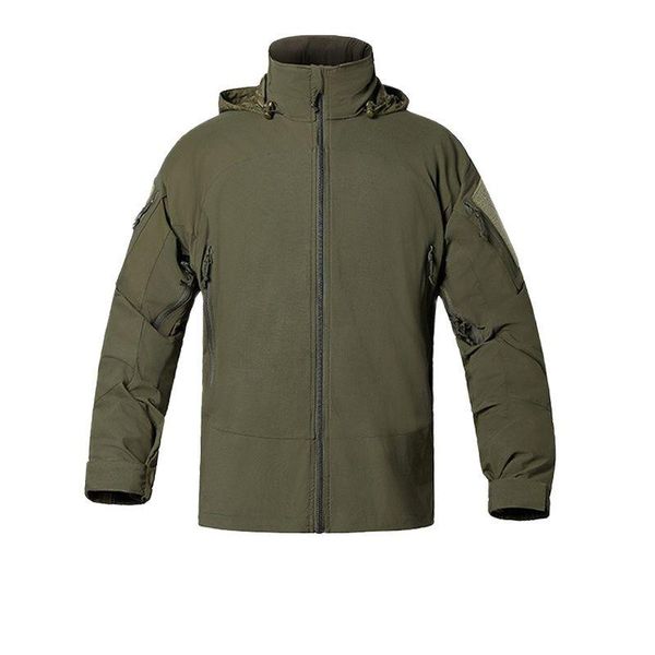 

hunting jackets outdoor tactical military green hooded soft shell stormsuit thin style ventilation l5 pcu long sleeve jacket field coat, Camo;black