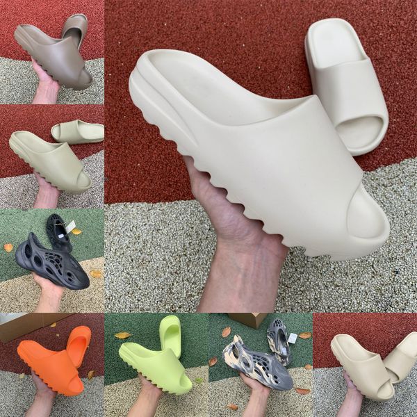 

Kanyes Slides West Slippers Desert Sand Summer Brown Flat Mens Women Beach Resin Slide Sandal Graffiti Bone Rubber MXT Moon Gray Foam RNNR M, Black