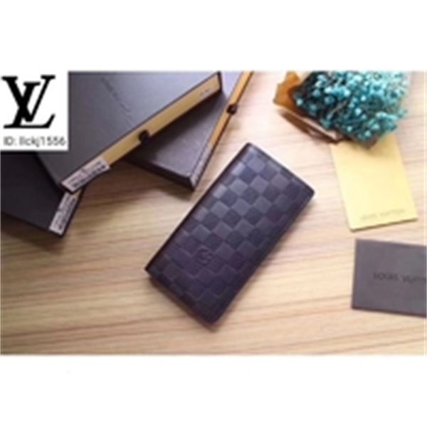 

leather brand clutches designer wallets luxury 522w long m62665 purse casual real all-match brown chain plaid compact men's wallet men, Red;black