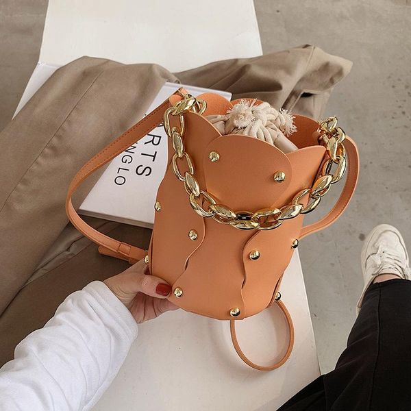 

fashion women rivet handle crossbody bag casual drawstring shoulder handbag portable lady pu leather street travel purse bags