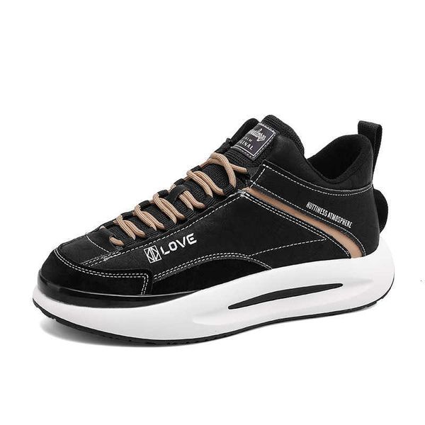 

men's shoes fashion trend in autumn and winter low thick bottom casual men's versatile personalized small white sports, Black