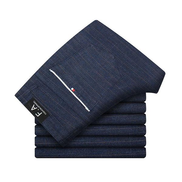 

mens business casual pant fashion trousers straight elastic fabric basic classic male men's pants, Black