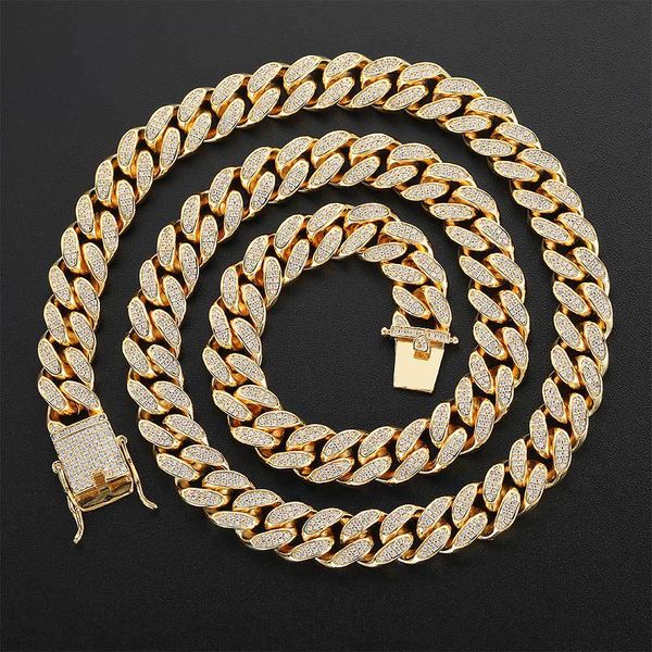 12 мм двойной ряд полный алмаз кубинской цепочки хип-хоп микро-инкрустированное ожерелье циркона завод прямых продаж
