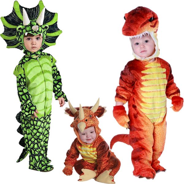 

mascot doll costume boys anime tricera costume carnival t-rex dinosaur costumes child jumpsuit halloween purim party costumes for kids, Red;yellow