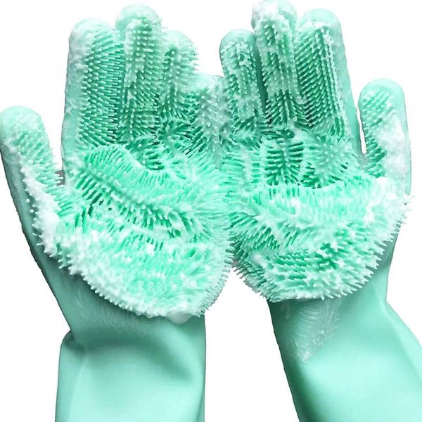 

disposable gloves dishwashing cleaning magic silicone rubber sponge glove household scrubber kitchen dish washing clean tool heat resistant