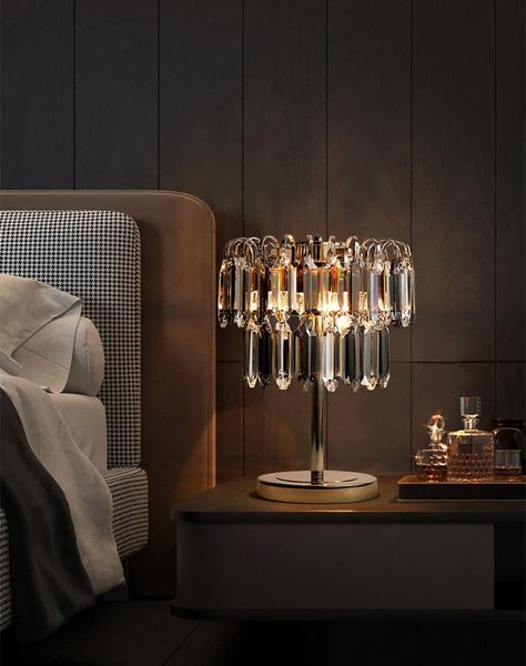 

table lamps light luxury crystal lamp modern romantic bedside bedroom warm