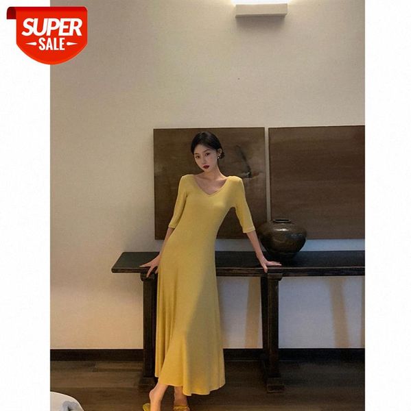 

03.24 zero point product, mrs. cheongdam-dong, skin-friendly knitted cotton solid color dress for women's trendy one-piece consignment, White;black