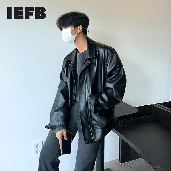

loose leather men's korean trend motorcycle jackets pilot coat spring 2021 black fashion clothing 9y6346 fur & faux