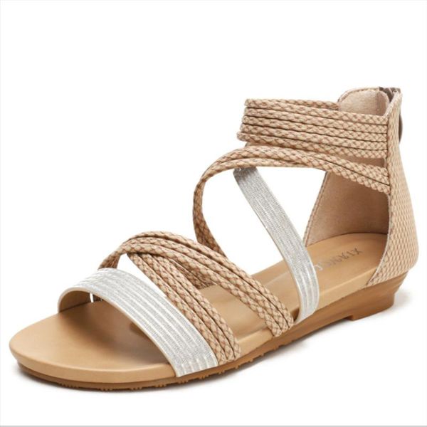 

sandals ethnic retro spring women's casual vivaia 2021 summer women cross-belt wedge roman ladies bohemia vintage beach shoe, Black