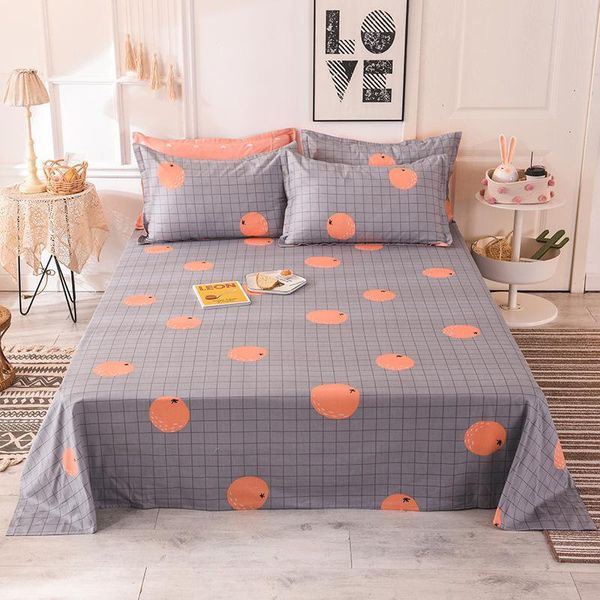

sheets & sets 100% cotton orange print flat sheet for children adults single double bed bedsheets (no case) xf730-10