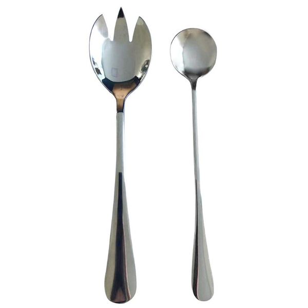 

spoons 2pcs tableware fork and spoon cutlery kitchen utensils flatware restaurant stainless steel el supplies salad servers