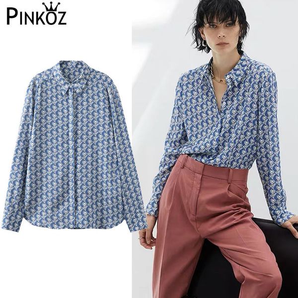 

designer style blue floral printed casual long sleeve blouse women elgant office lady shirt spring summer dailywear 210421, White
