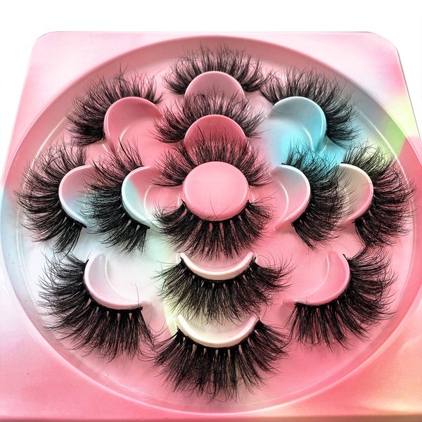 

wholesale faux mink eyelashes fluffy crossed dramatic wispy luxury long handmade false lash soft volume reusable 7 pairs lashes pack
