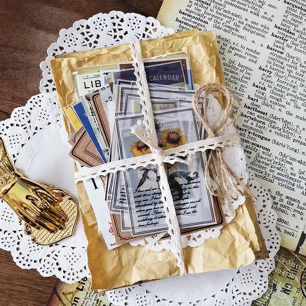

gift wrap 1pack vintage mixed paper label pad sticker diy craft scrapbooking junk journal happy planner decorative stickers