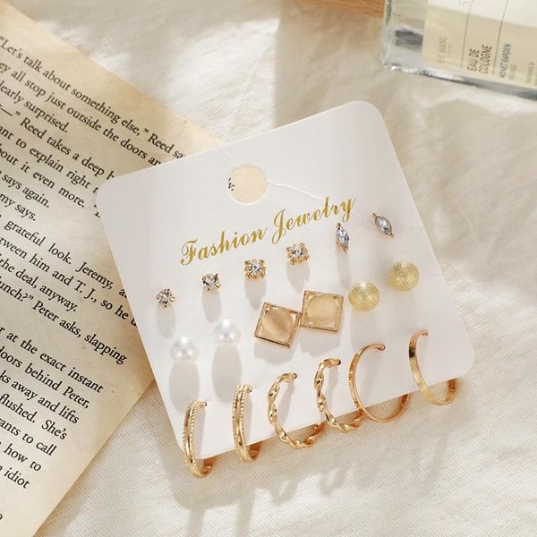 

hoop & huggie fashion bohemian earring set for ladies round geometric metal earrings 2021 female jewelry, Golden;silver