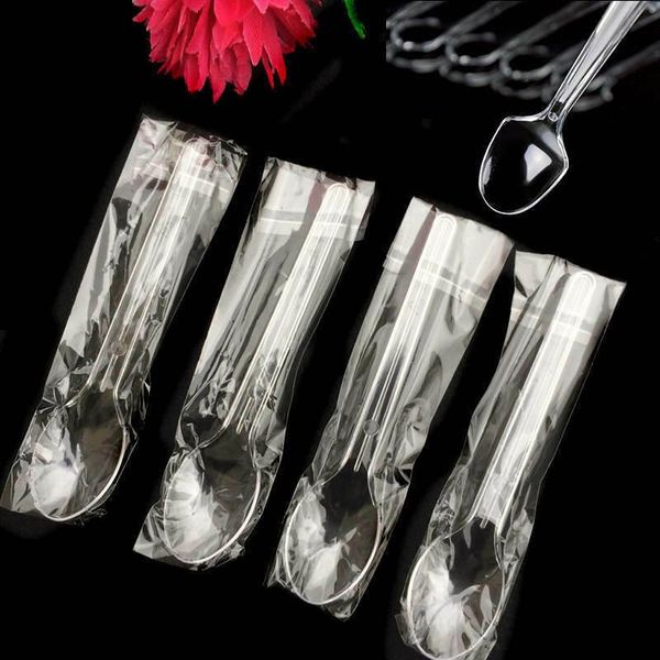 

spoons 25/50pcs plastic spoon disposable mini tableware transparent grade pp kitchen
