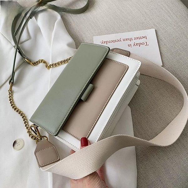 

evening bags contrast color leather crossbody for women 2021 travel handbag fashion simple shoulder messenger bag ladies mini flap
