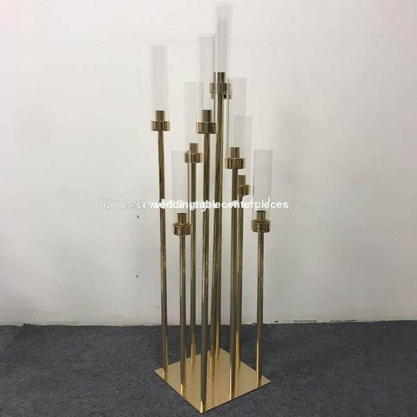 

party decoration 8pcs)wedding banquet table mental chorme gold and acrylic crystal wedding centerpieces tb3179