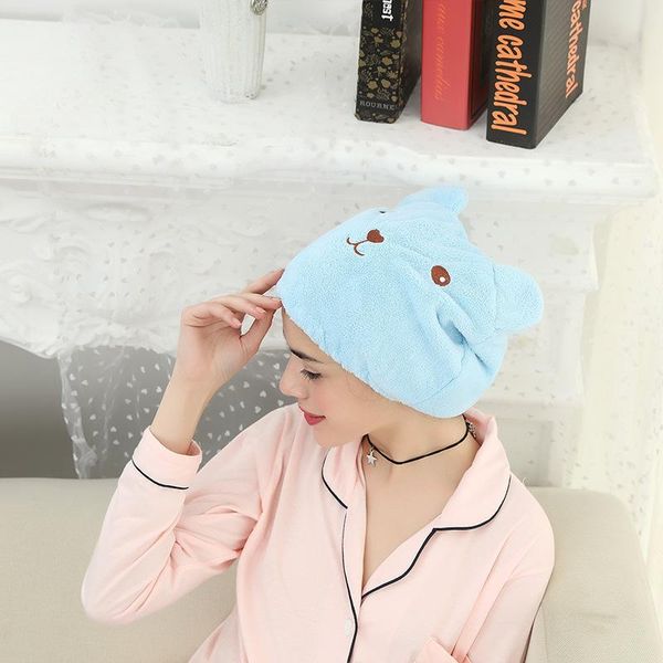 

shower caps cartoon bear thickened dry hair cap super absorbent and quick-drying towel bath hat korean version of brush turban