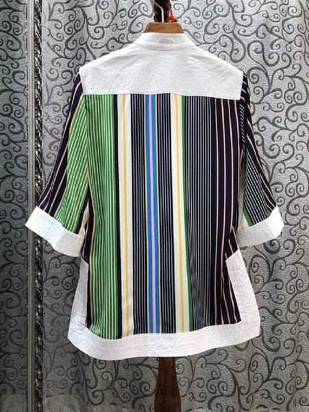 

women's blouses & shirts blouses cotton spring summer fashion women v-neck striped print half sleeve casual basic blouse a39y, White