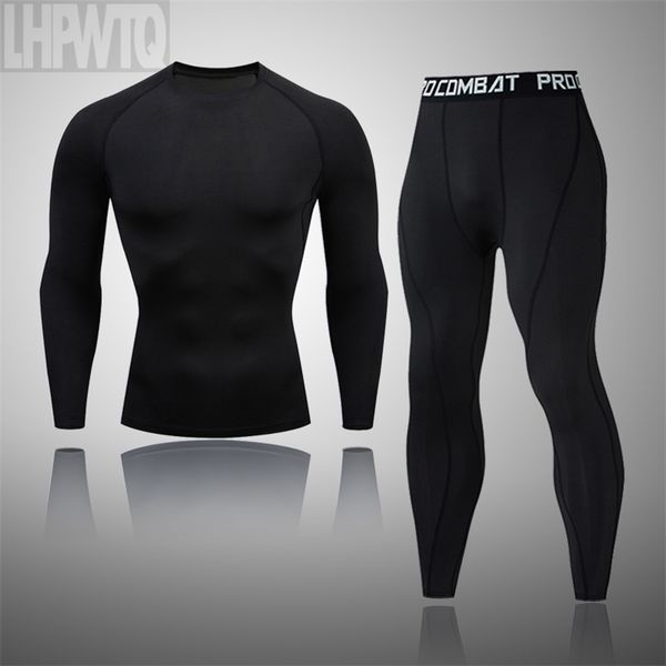 

men thermal underwear sets compression fleece sweat quick drying thermo underwear men clothing long johns 210910, Black;white