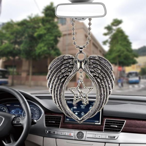 Decorazioni per interni Ciondolo per ala con stella d'angelo Ciondolo per auto Automobili Specchietto retrovisore Sospensione Accessori per decorazioni Regali appesi