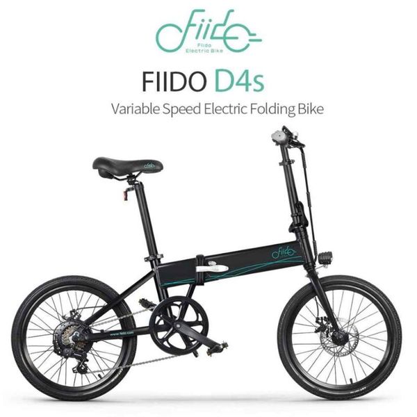 

[eu direct] fiido d4s bicycle 10.4ah 36v 250w 20 inches folding fat ebike moped 25km/h speed 80km mileage electric bike, Silver;blue