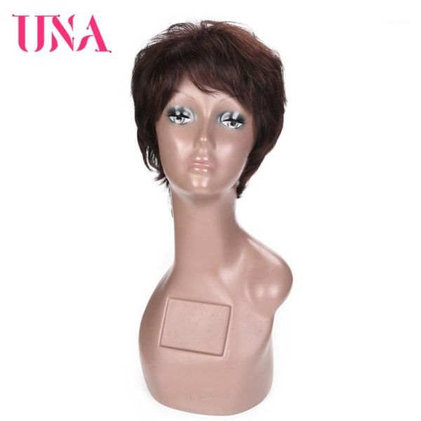 

short human wigs malaysian straight hair non remy 120% high density ldh6384mn1, Black;brown