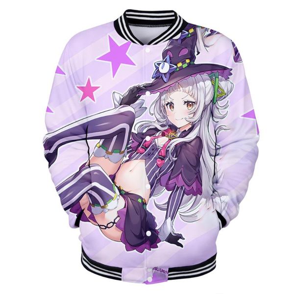 

women's jackets luckyfriday hololive vtuber murasaki shion 3d holiday men/women casualstreetwear baseball uniform streetwear kawaii sty, Black;brown