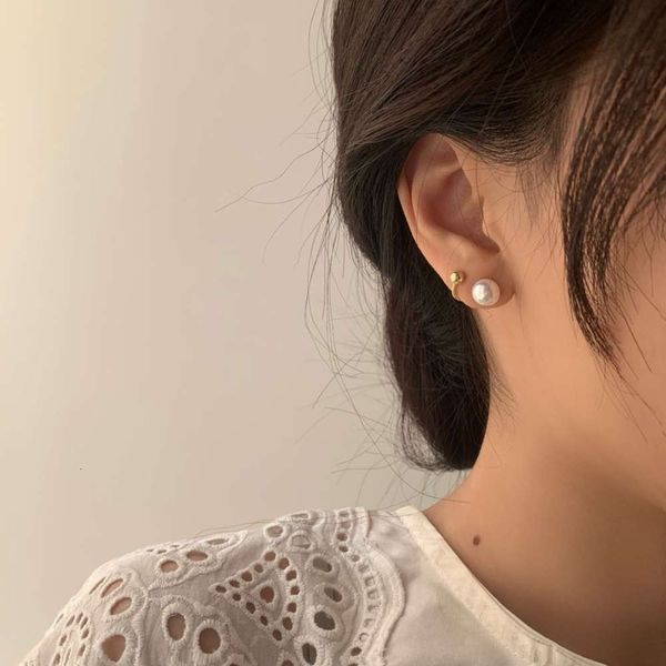 

s925 silver needle new geometric personality pearl french net red earrings trendsetter, Black