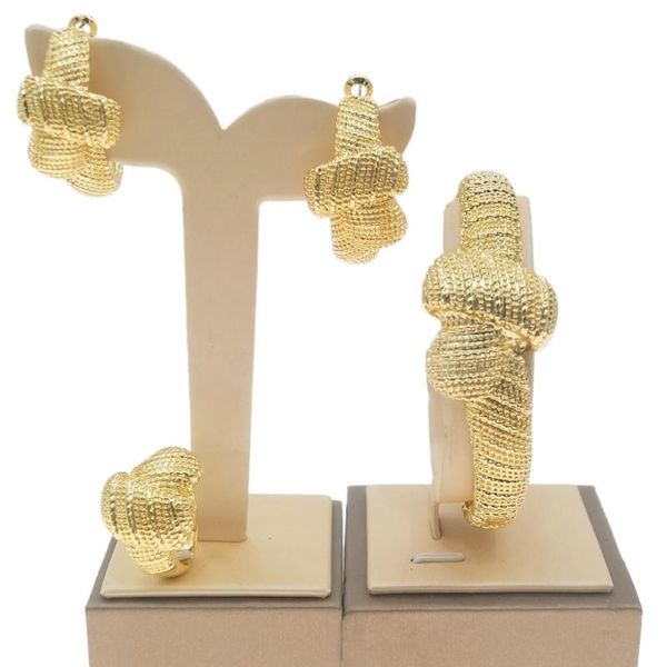 

earrings & necklace yulaili exquisite brazilian gold unique style jewelry set women's bracelet earring ring factory direct sales jewell, Silver
