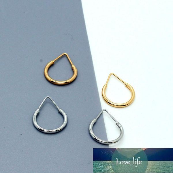 

hoop & huggie 1pair minimalist punk triangle earrings for women hiphop trendy metal smooth round circle stud jewelry e506, Golden;silver