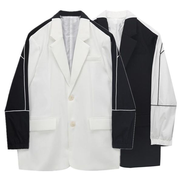 

women's suits & blazers jacket stitching suit female fake two black and white contrast color autumn all-match casual tide, White;black