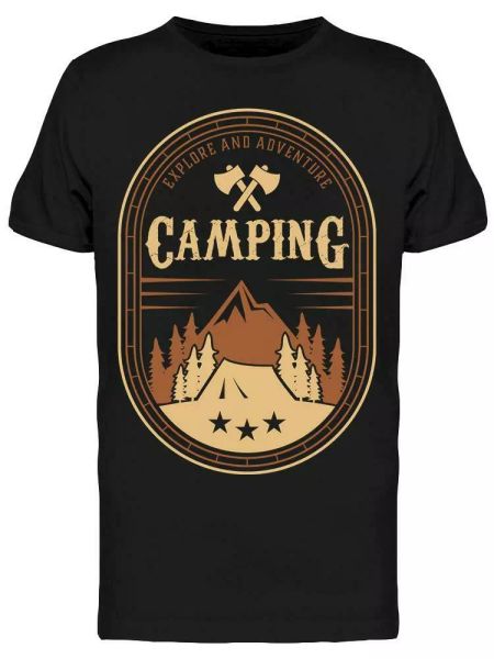 

camping landscape crossed axes tee men's -image by shutterstock, White;black
