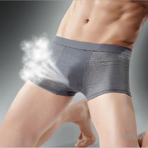 

underpants man underwear short pants bamboo boxer men's hollow and air permeable comfortable, Black;white