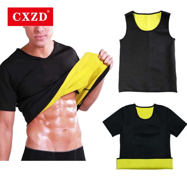 CXZD Erkekler Ter Neopren Vücut Şekillendirici Kilo Kaybı Sauna Shapewear Egzersiz Gömlek Yelek Spor Ceket Suit Spor Top Giysileri Termal