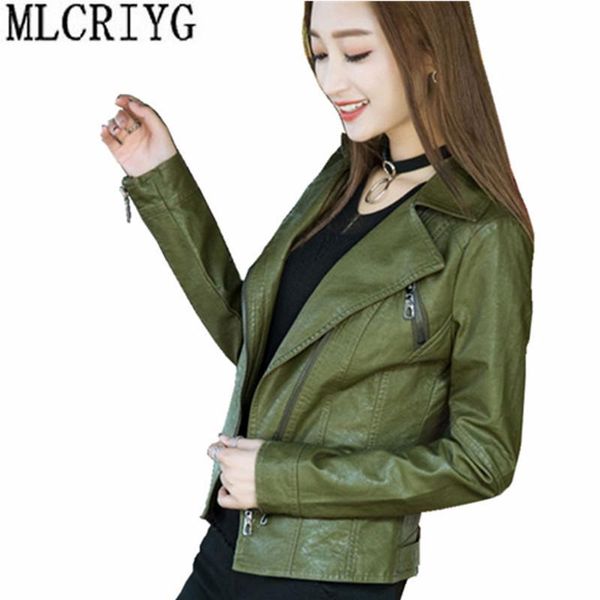 

women's leather & faux pu jacket women motorcycle jackets short slim coat female spring autumn outerwear campera mujer 2021 yq115, Black