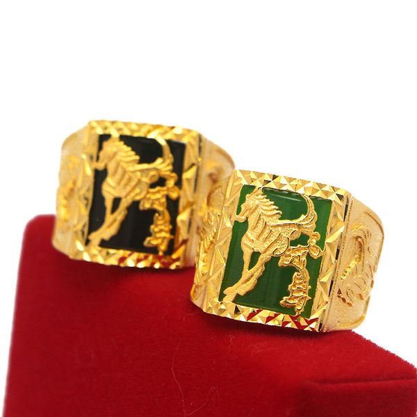 

gold plated men's green dragon ring, Silver