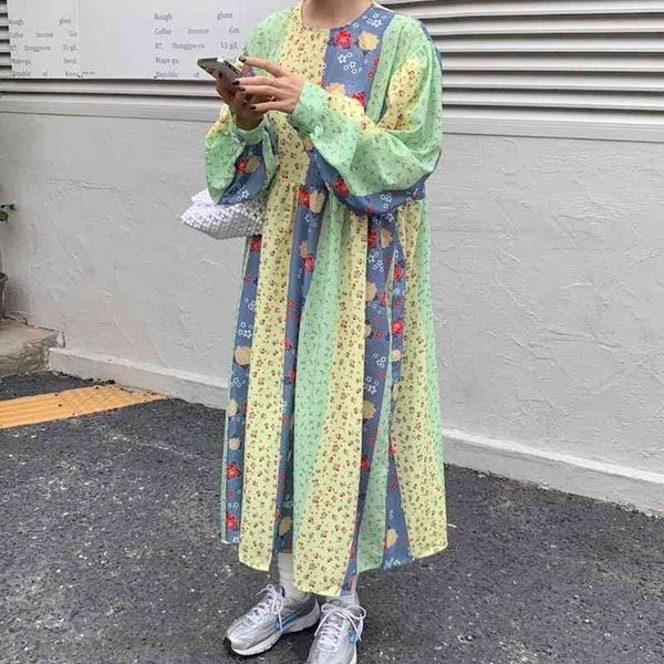 

women hit color floral oneck long sleeve ladies runway dress green robe straight trend women summer pink clothing 16f075 210510, Black;gray